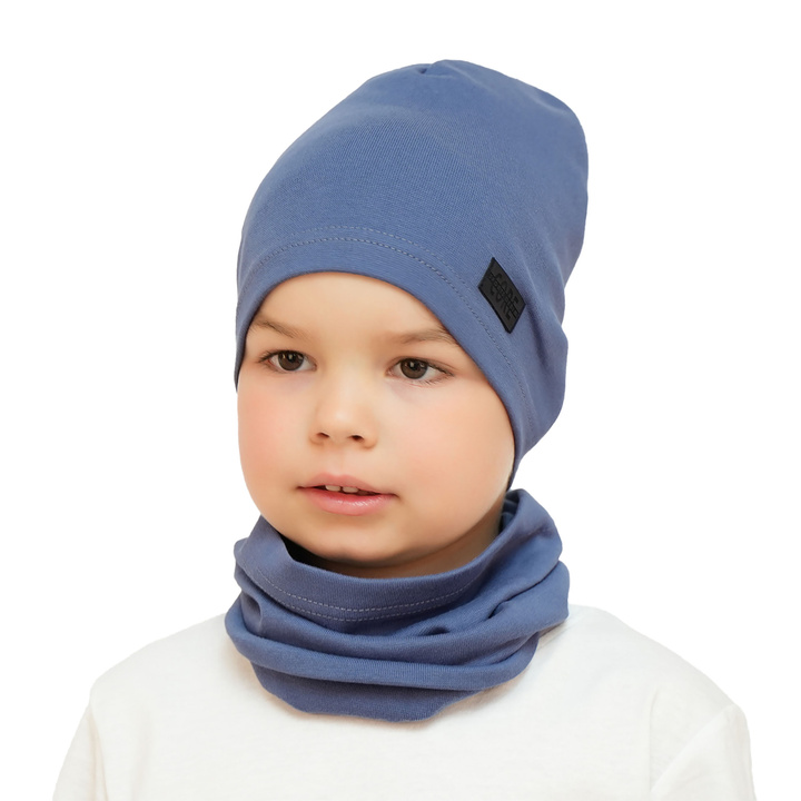 Herbst und Frühlingsset Jungen: Mütze und Schlauchschal Blau Frizi