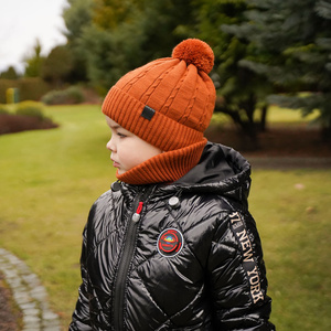 Winterset Jungen: Mütze und Schlauchschal mit Bommel Navy Blau Deny