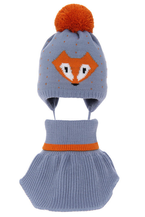 Winterset Jungen: Mütze und Schlauchschal mit Bommel Light blue Ewerest