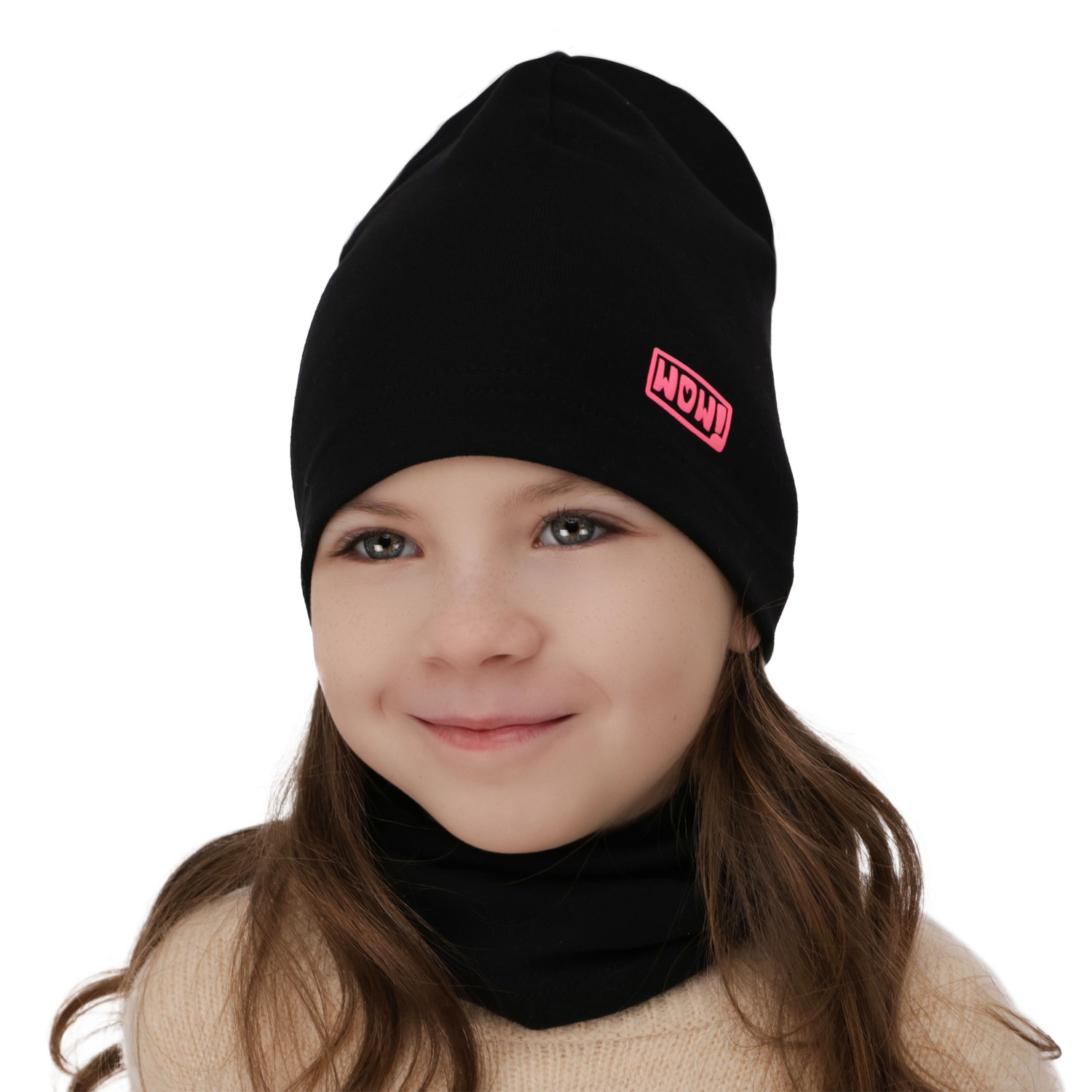 Herbst und Frühlingsset Mädchen baumwolle: Mütze und Schlauchschal Rosa Friza
