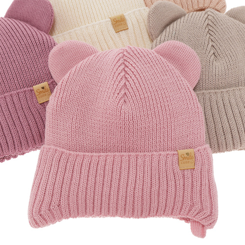 Wintermütze für Mädchen mit Merinowolle Rosa Shira