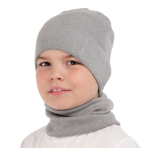 Herbst und Frühlingsset Jungen: Mütze und Schlauchschal Blau Timothe