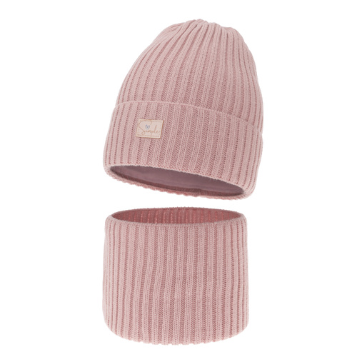 Winterset für Mädchen: Mütze und Schlauchschal in Rosa Tampa