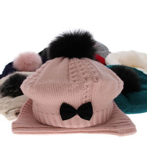 Winterset Mädchen: Mütze und Schlauchschal mit Bommel Rosa Amora