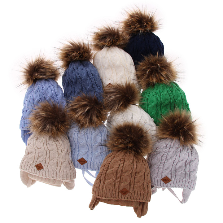 Winterset Jungen: Mütze und Schal mit Bommel Blau Minor