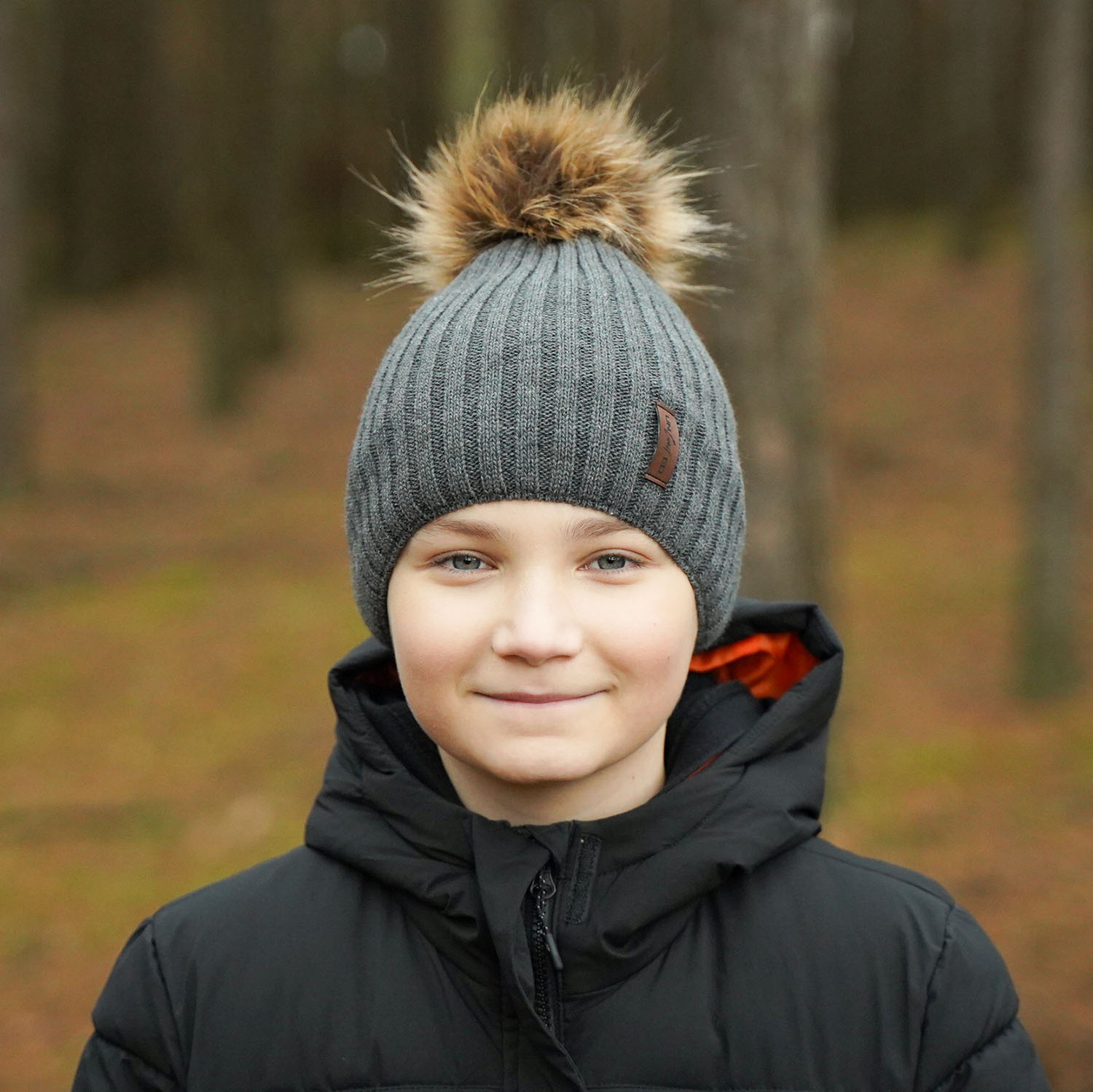 Wintermütze Jungen mit Bommel Blau Amur