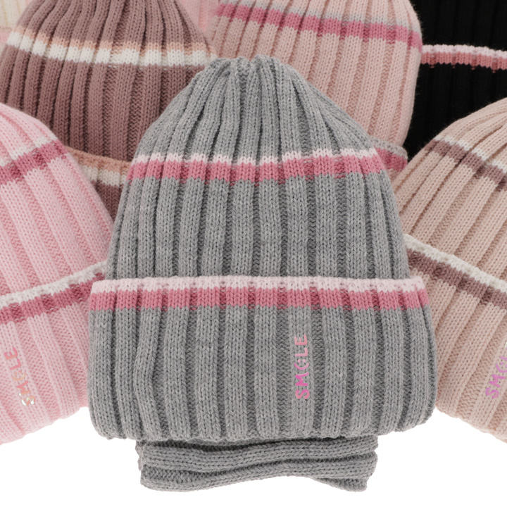 Winterset für Mädchen: Mütze und Schlauchschal in Rosa Judit
