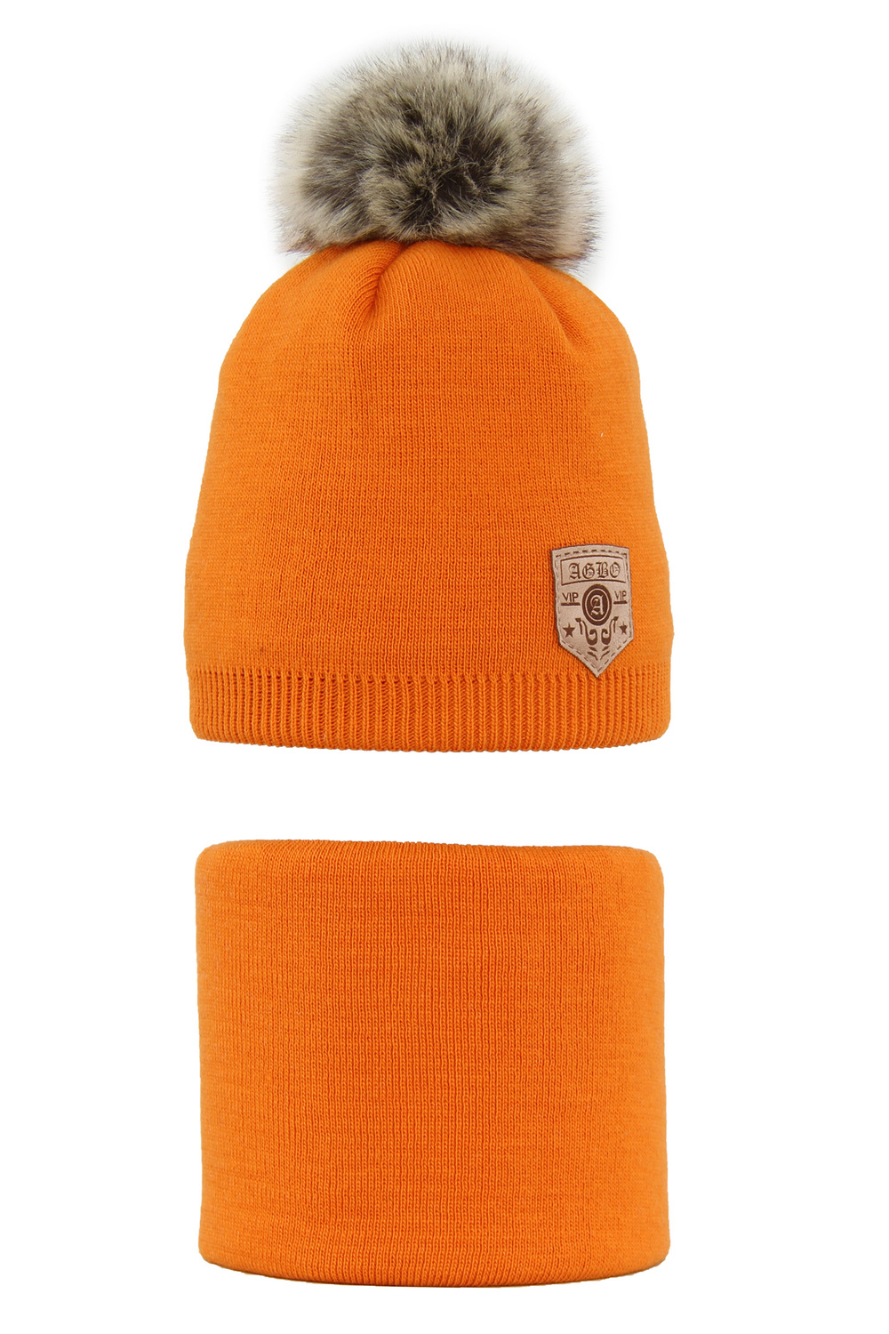Winterset Jungen: Mütze und Schlauchschal Orange Apolin