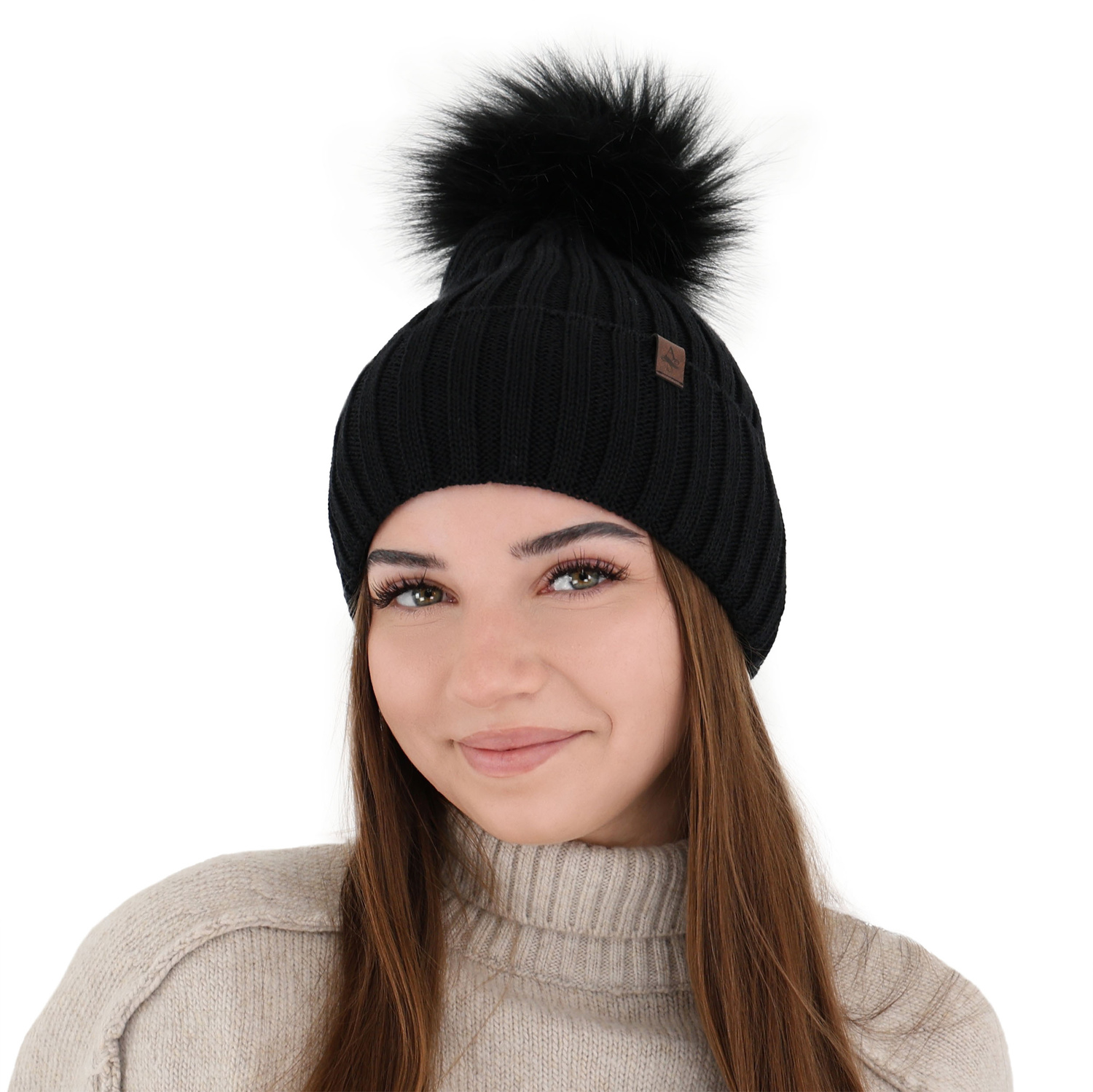 Wintermütze Damen aus Merinowolle in Grau Texa