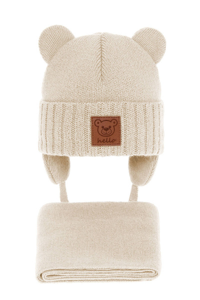 Winterset Jungen: Mütze und Schal Beige Petit
