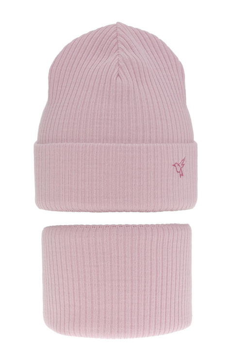 Winterset für Mädchen: Mütze und Schlauchschal in Violett Rosetta