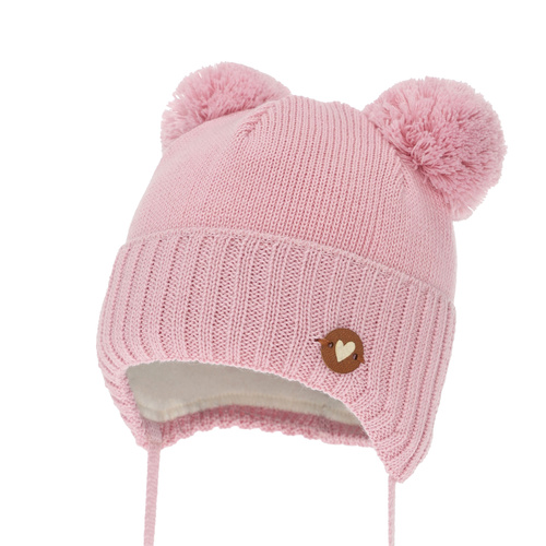 Wintermütze für Mädchen, rosa, mit Merinowolle, Mesyna