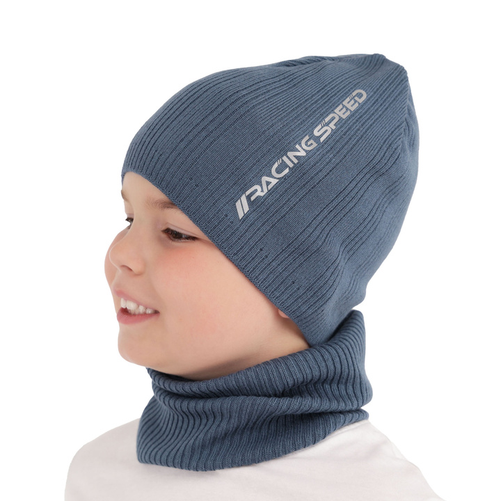 Herbst und Frühlingsset Jungen: Mütze und Schlauchschal Blau Kolorado