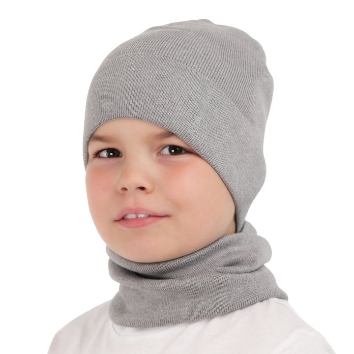 Herbst und Frühlingsset Jungen: Mütze und Schlauchschal Blau Timothe
