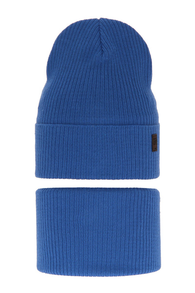 Herbst und Frühlingsset Jungen: Mütze und Schlauchschal Blau Dragon