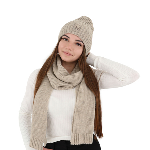 Schlauchschal Damen Merinowolle Cremefarben Loretta