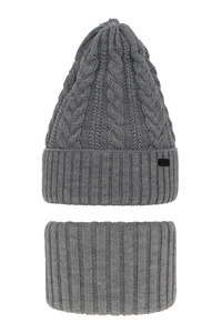 Winterset Jungen: Mütze und Schlauchschal Grau Colins