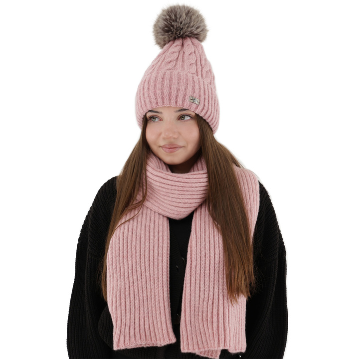 Winterset Damen: Mütze und Schal, Winter, rosa, Lunetta