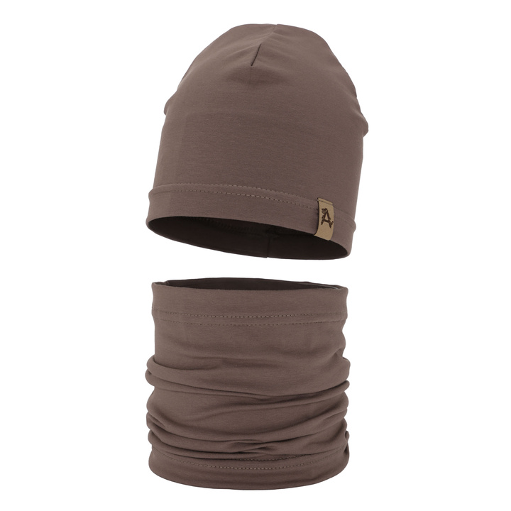 Herbst und Frühlingsset Jungen: Mütze und Schlauchschal Braun Griffin