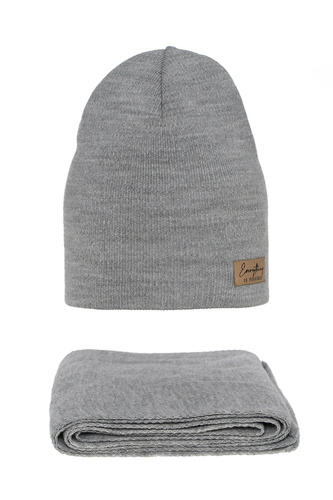Herbst und Frühlingsset Damen: Mütze und Schal Grau Zula