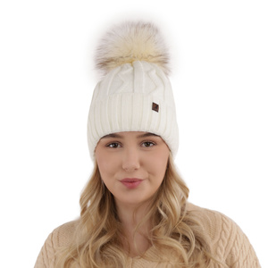 Wintermütze Damen mit Bommel Beige Renika