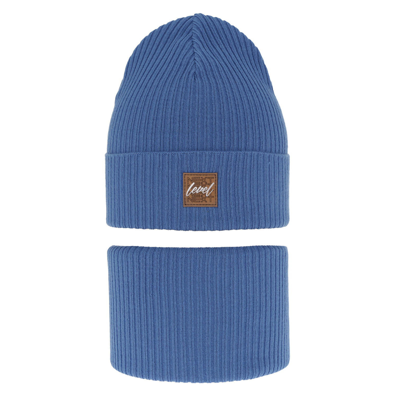 Herbst und Frühlingsset Jungen: Mütze und Schlauchschal, mit Baumwolle, Blau Fenix