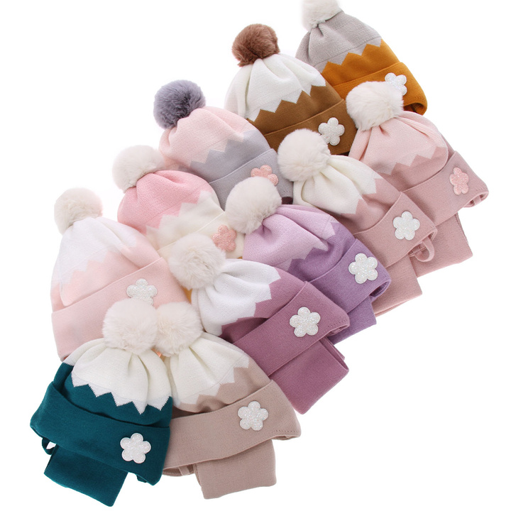 Winterset Mädchen: Mütze und Schlauchschal mit Bommel Rosa Danka