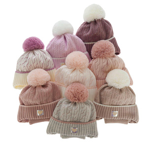 Winterset Mädchen: Mütze und Schlauchschal mit Bommel Rosa Natka