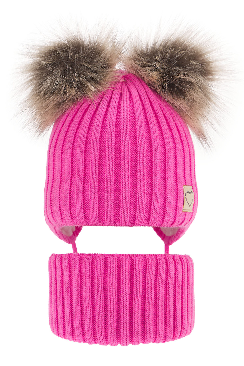 Winterset Mädchen: Mütze und Schlauchschal mit zwei Bommeln Rosa Telisa