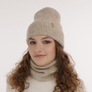 Winterset für Mädchen: Mütze und Schlauchschal in Beige Edila