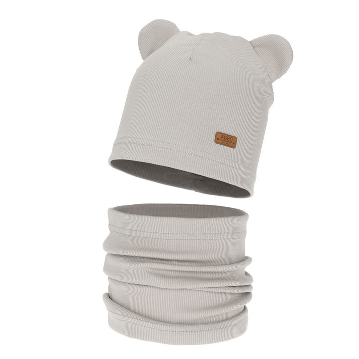 Herbst und Frühlingsset Mädchen: Mütze und Schlauchschal, Baumwolle, beige Georgea