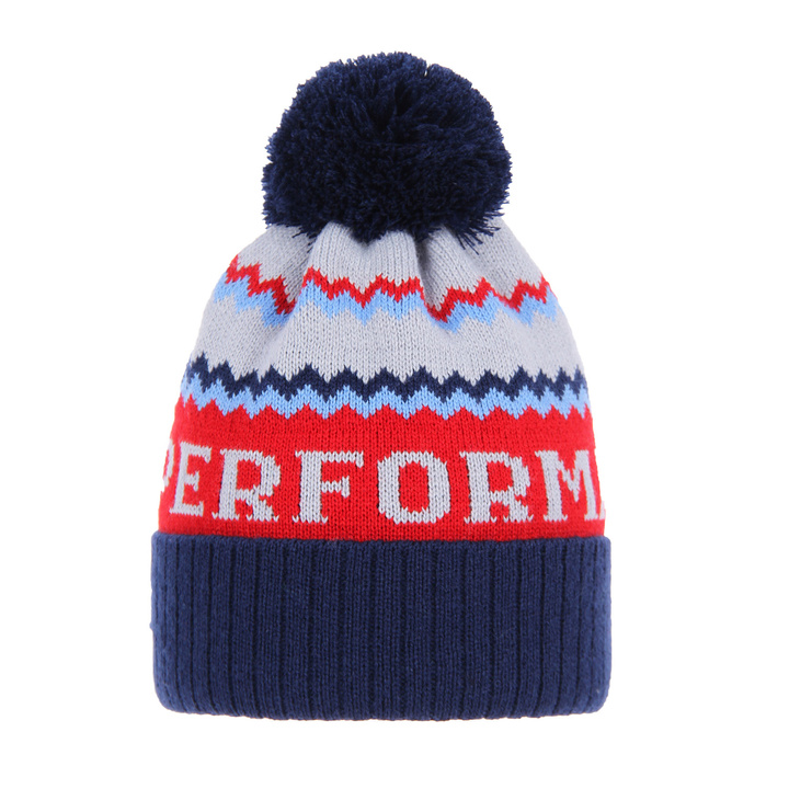 Wintermütze für Mädchen mit Bommel Navy Blau Performance