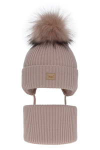 Winterset Mädchen: Mütze und Schlauchschal mit Bommel Rosa Dilajla