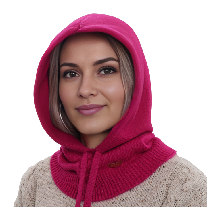 Balaclava für Damen, Winter, fuchsia, mit Merinowolle, Elizabeth