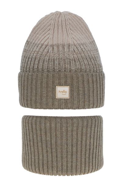 Winterset Mädchen: Mütze und Schlauchschal Beige Tasha