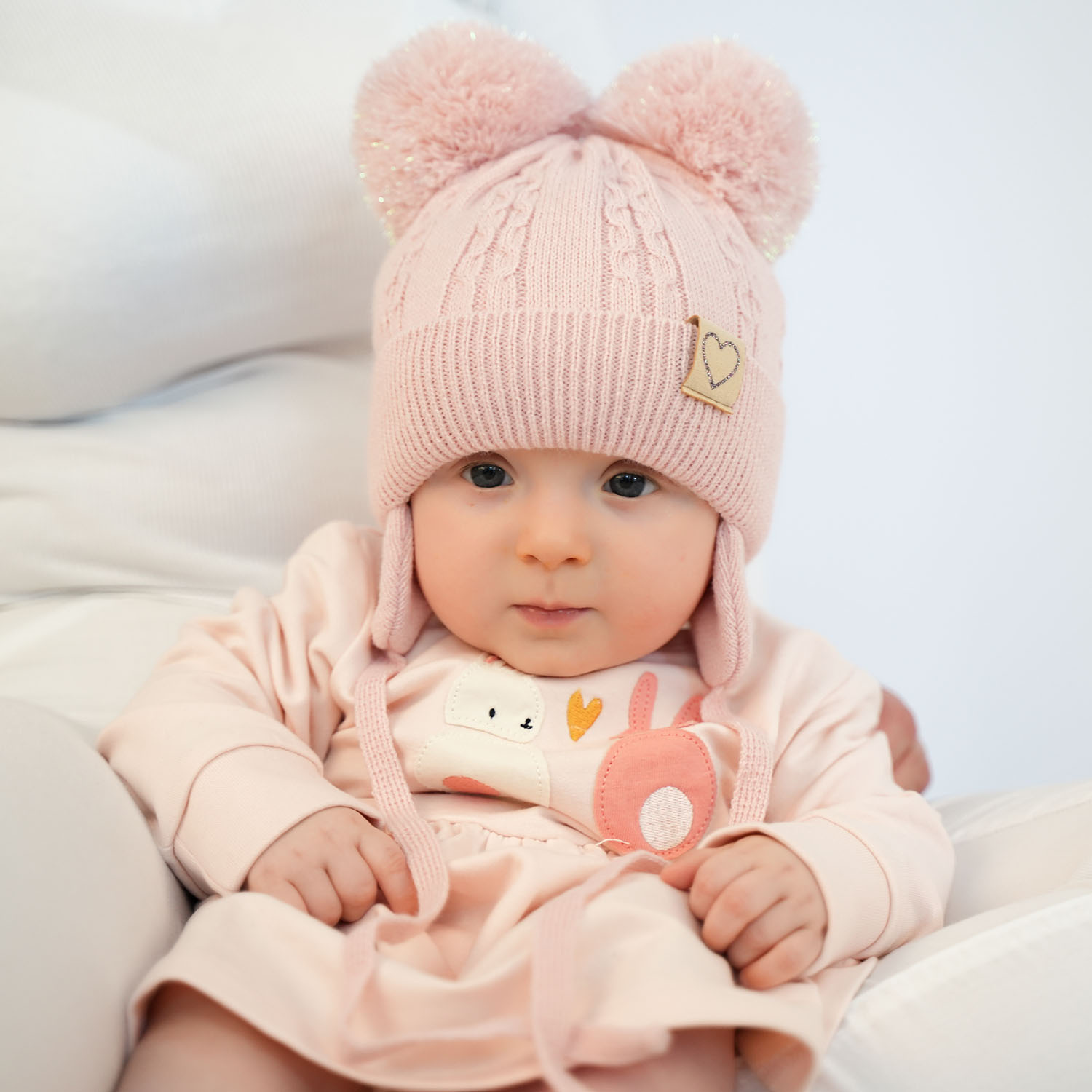 Winterset Mädchen: Mütze und Schal mit zwei Bommeln Schwarz Rozi