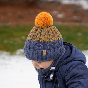 Winterset Jungen: Mütze und Schlauchschal mit Bommel Khaki Travis