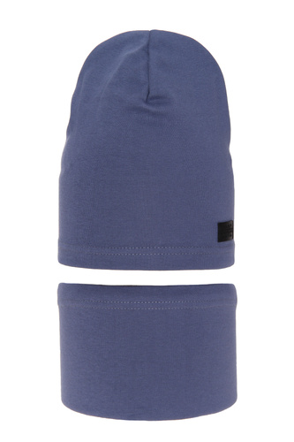 Herbst und Frühlingsset Jungen: Mütze und Schlauchschal Blau Frizi