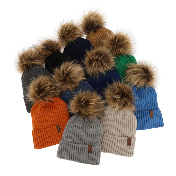 Winterset für Jungen: Mütze und Schlauchschal mit Bommel in Navy Blau Onyks