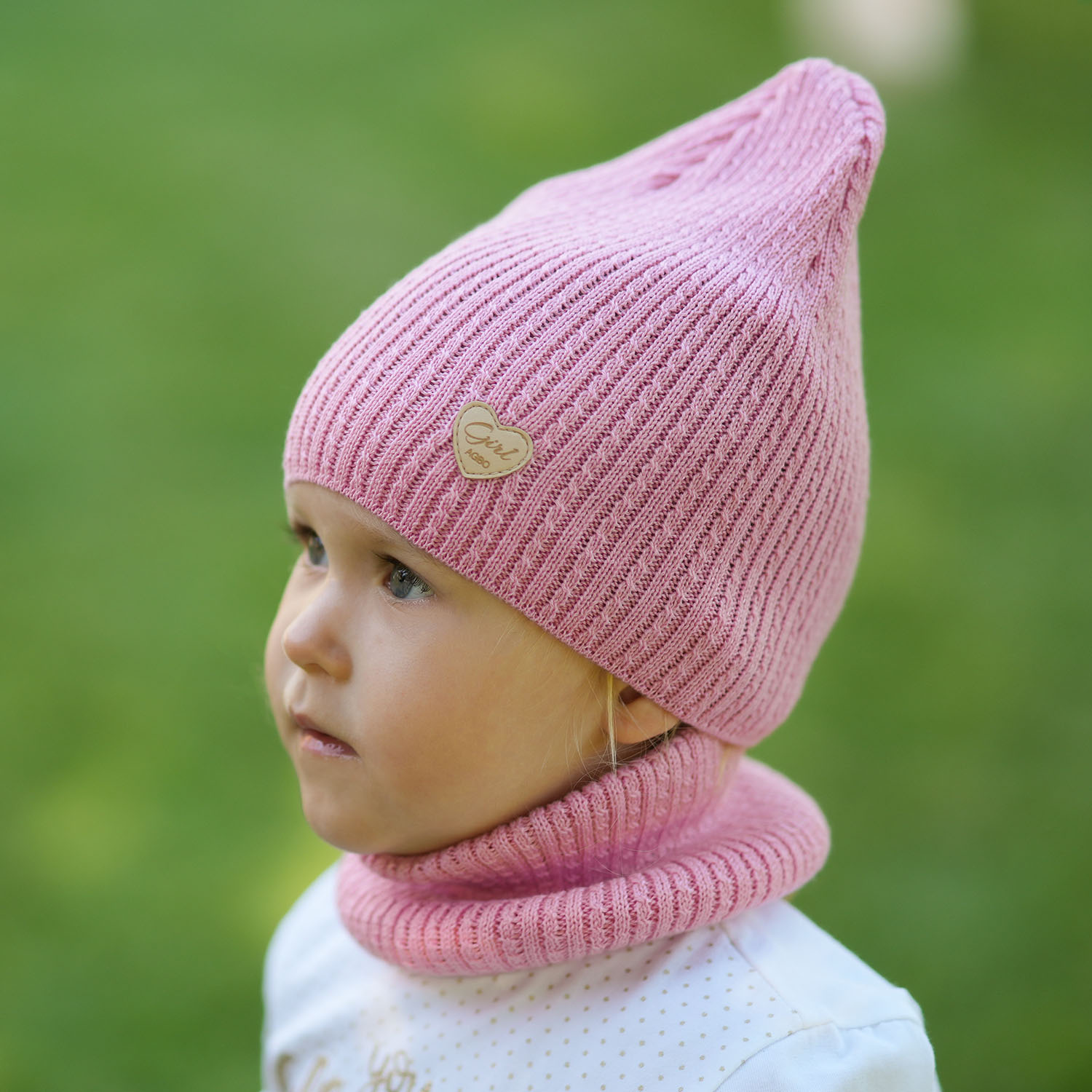 Herbst und Frühlingsset Mädchen: Mütze und Schlauchschal, mit Baumwolle, Schwarz Wega