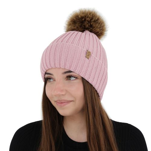 Wintermütze Damen, hellbeige, mit Merinowolle, Zamira
