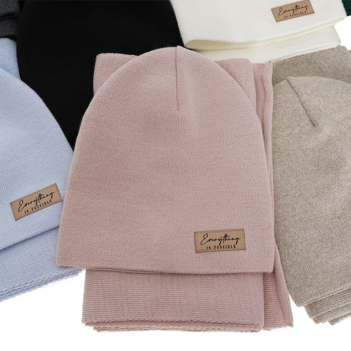 Herbst und Frühlingsset Damen: Mütze und Schal Schwarz Zula