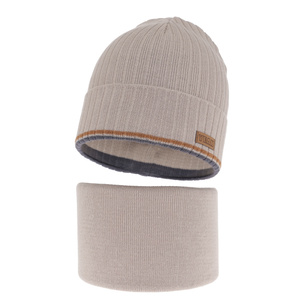 Herbst und Frühlingsset Jungen: Mütze und Schlauchschal Beige London