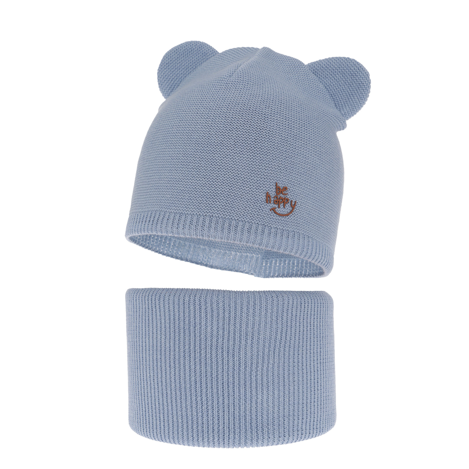 Herbst und Frühlingsset Jungen: Mütze und Schlauchschal, mit Baumwolle, Light Blau Ludvic