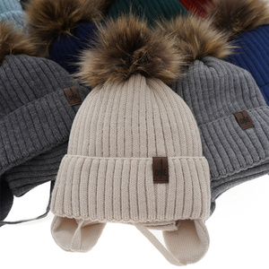 Winterset Jungen: Mütze und Schlauchschal mit Bommel Light Blau Puzel