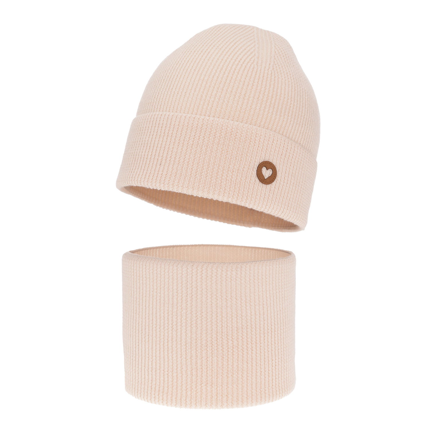 Herbst und Frühlingsset Mädchen: Mütze und Schlauchschal 100% extrafeine Merinowolle Rosa Brook