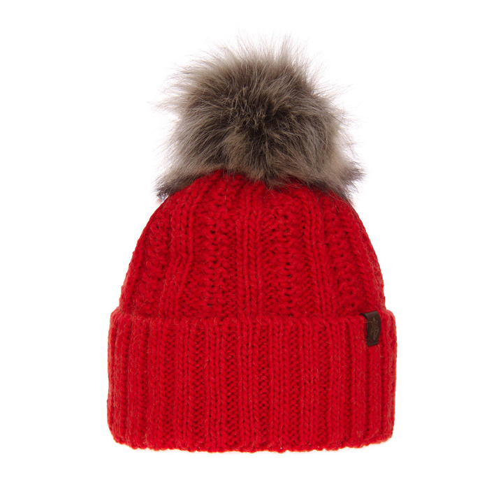 Wintermütze Damen mit Bommel Rot Rene