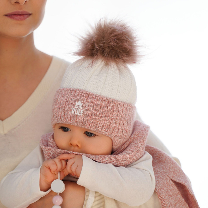 Winterset Mädchen: Mütze und Schal mit Bommel Rosa Sindi