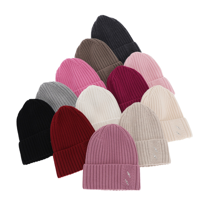 Wintermütze Damen 100% extrafeine Merinowolle Grau Ariga
