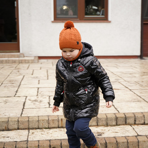 Winterset Jungen: Mütze und Schlauchschal mit Bommel Navy Blau Deny